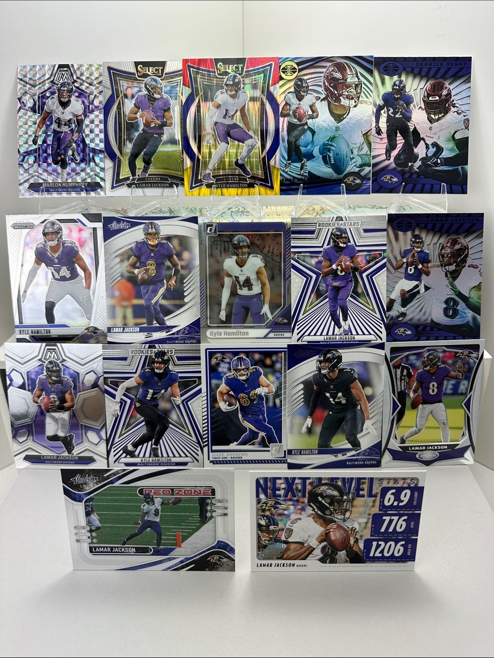 Lamar Jackson/Kyle Hamilton Ravens 17 card lot w/ Derrick Henry/Andrews/Humphrey